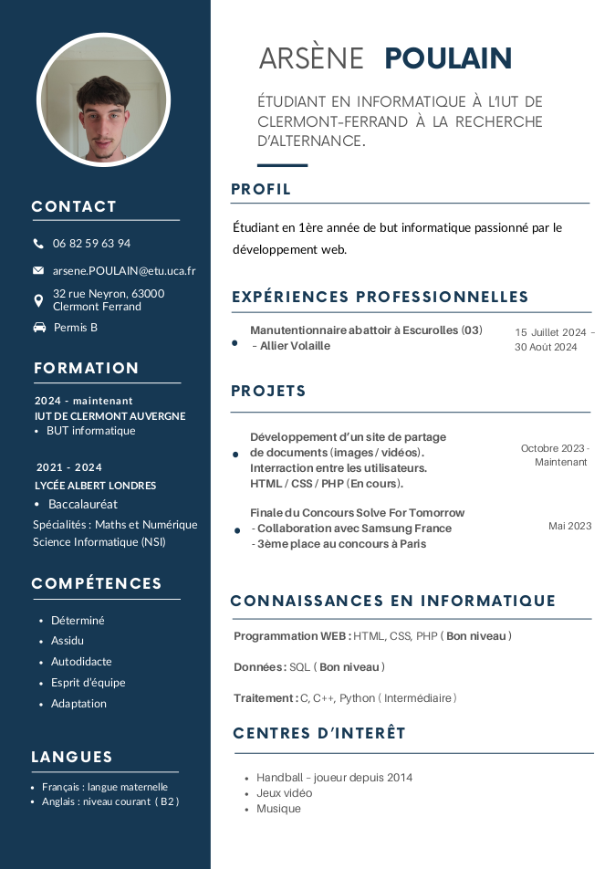 Aperçu du CV